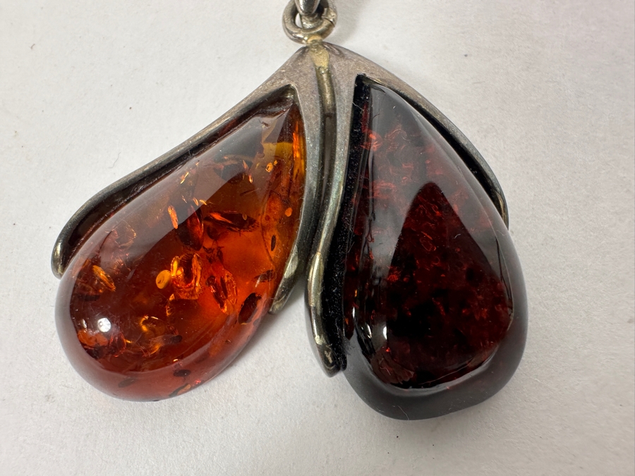 Vintage Silver Amber Pendant 15.5g [Photo 4]