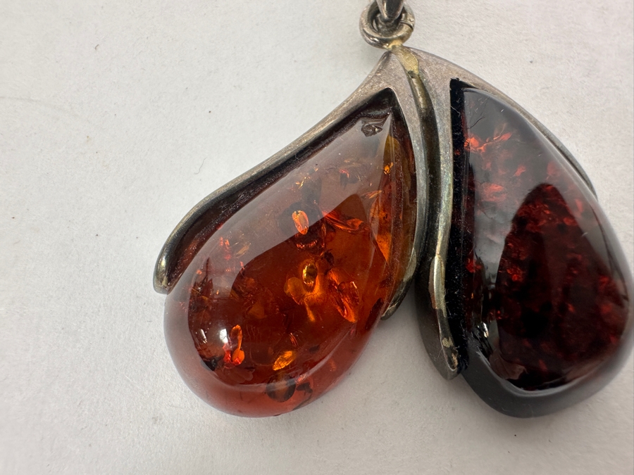 Vintage Silver Amber Pendant 15.5g [Photo 3]
