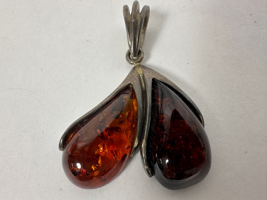 Vintage Silver Amber Pendant 15.5g [Photo 2]