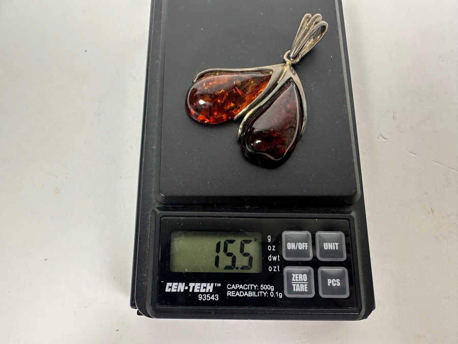 Vintage Silver Amber Pendant 15.5g [Photo 6]