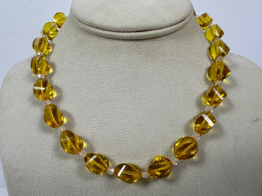 Yellow Crystal Bead Necklace [Photo 5]