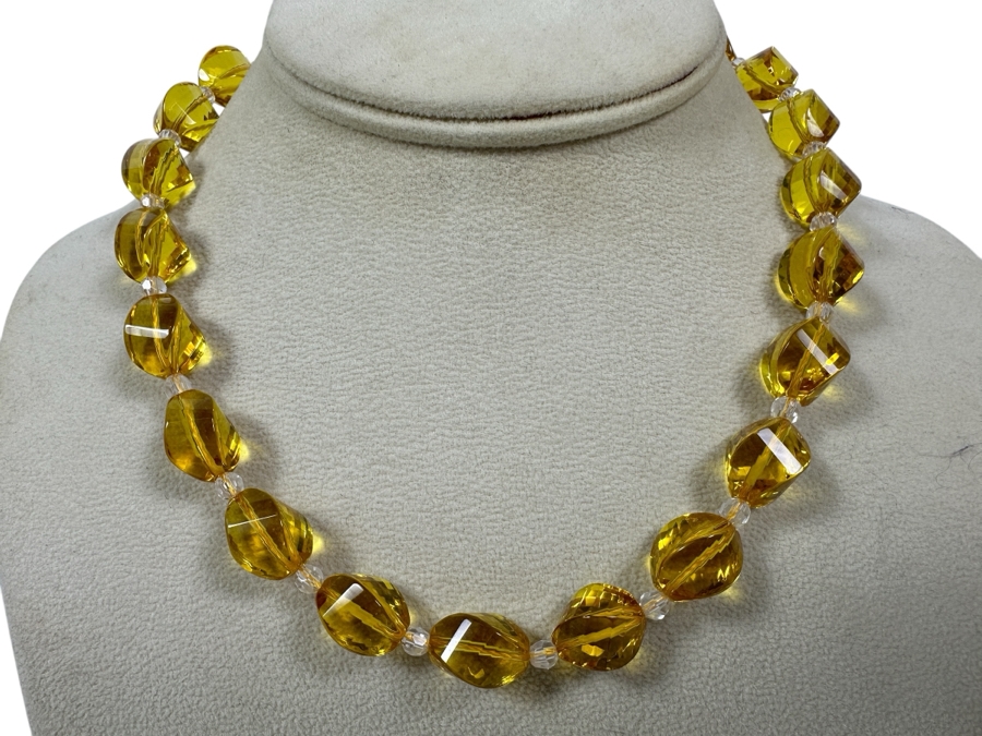 Yellow Crystal Bead Necklace
