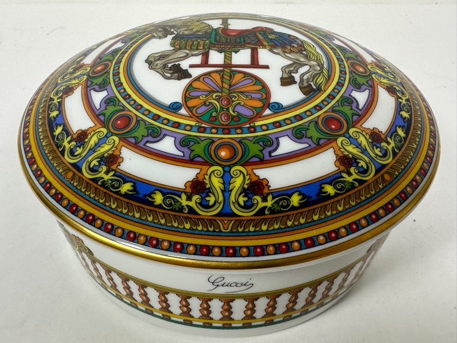 GUCCI Porcelain Box Made In France Carousel Horse 6W X 2.75H [Photo 6]