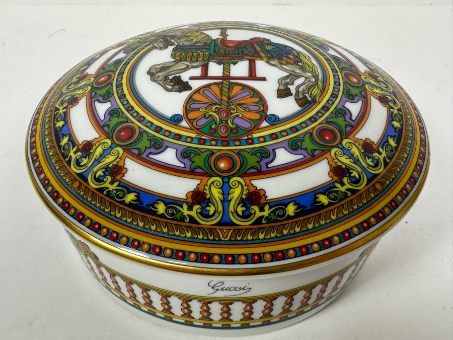 GUCCI Porcelain Box Made In France Carousel Horse 6W X 2.75H [Photo 7]