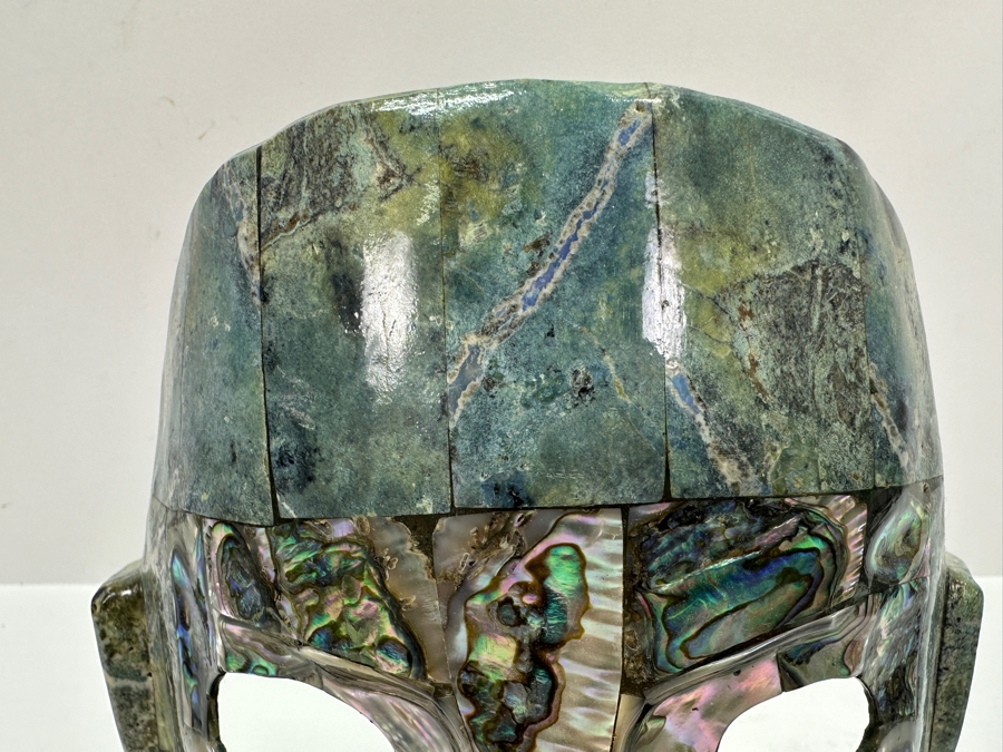 Stunning Abalone & Turquoise Stone Mosiac Mayan Aztec Ceremonial Mask 6.5W X 7.5H [Photo 3]