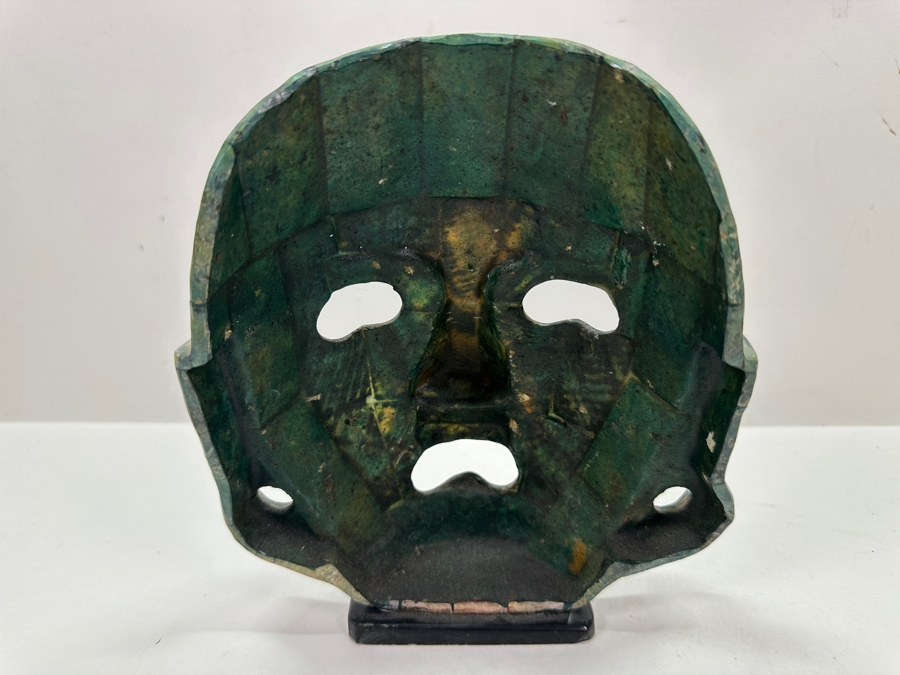 Stunning Abalone & Turquoise Stone Mosiac Mayan Aztec Ceremonial Mask 6.5W X 7.5H [Photo 6]