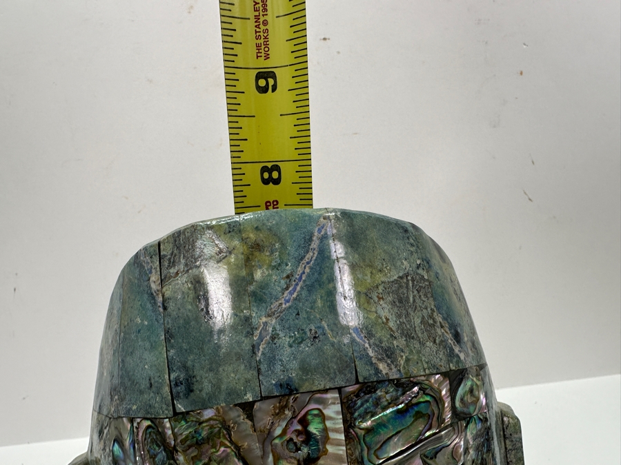 Stunning Abalone & Turquoise Stone Mosiac Mayan Aztec Ceremonial Mask 6.5W X 7.5H [Photo 8]