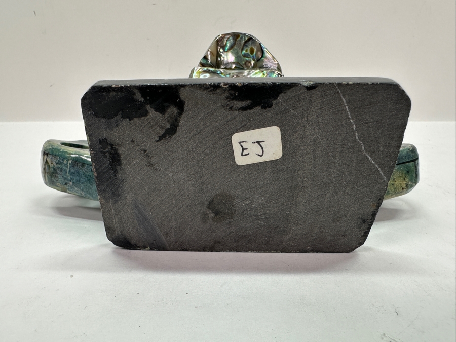 Stunning Abalone & Turquoise Stone Mosiac Mayan Aztec Ceremonial Mask 6.5W X 7.5H [Photo 7]