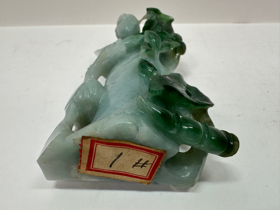 Vintage Chinese Carved Jadeite Guanyin Sculpture On Wooden Base 5.5H [Photo 11]