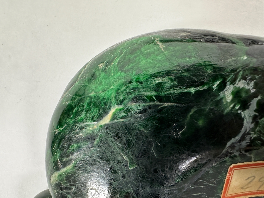 Vintage Chinese Carved Green Stone Dish With Cherries And Leaves Motif 6W X 3.5D X 1.75H [Photo 11]