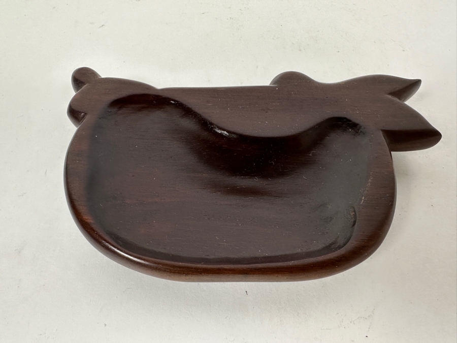 Vintage Chinese Carved Green Stone Dish With Cherries And Leaves Motif 6W X 3.5D X 1.75H [Photo 6]