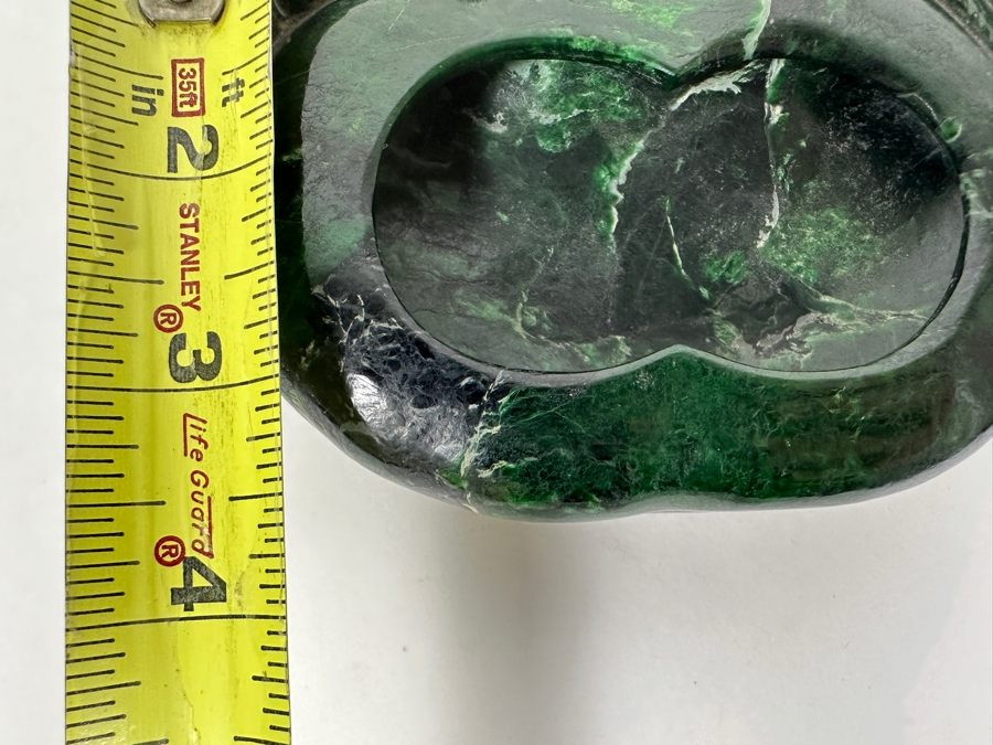 Vintage Chinese Carved Green Stone Dish With Cherries And Leaves Motif 6W X 3.5D X 1.75H [Photo 14]