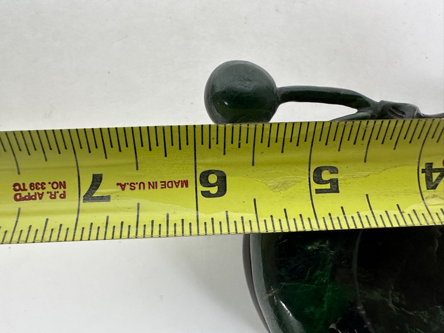 Vintage Chinese Carved Green Stone Dish With Cherries And Leaves Motif 6W X 3.5D X 1.75H [Photo 13]