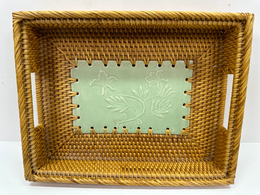 Woven Tray 12.5W, Stand And Basket With Porcelain Inserts [Photo 5]