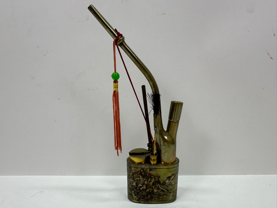 Vintage Chinese Brass Opium Pipe 8H [Photo 5]