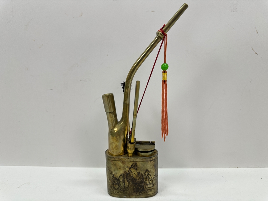 Vintage Chinese Brass Opium Pipe 8H [Photo 2]