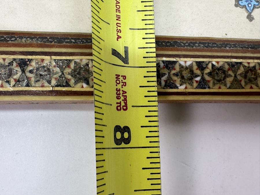 Vintage Persian Miniature Painting In Mosaic Wooden Frame 13 X 7.5 [Photo 12]