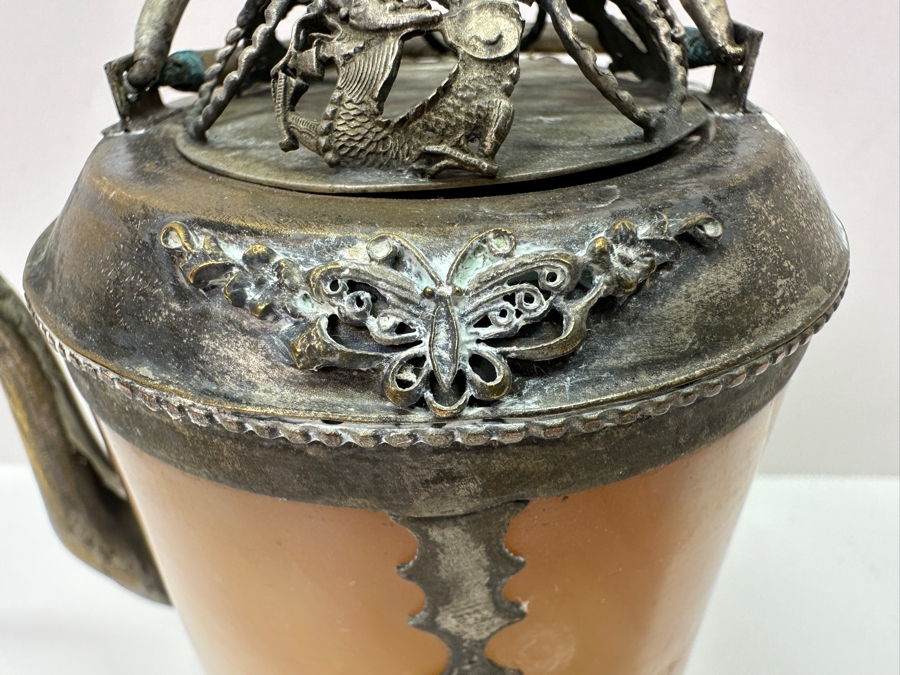 Vintage Chinese Tibetan Silver Overlay Stone Body Dragon Teapot With Inscription Underneath 6H [Photo 5]