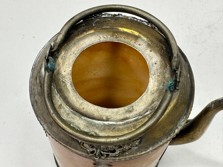 Vintage Chinese Tibetan Silver Overlay Stone Body Dragon Teapot With Inscription Underneath 6H [Photo 20]