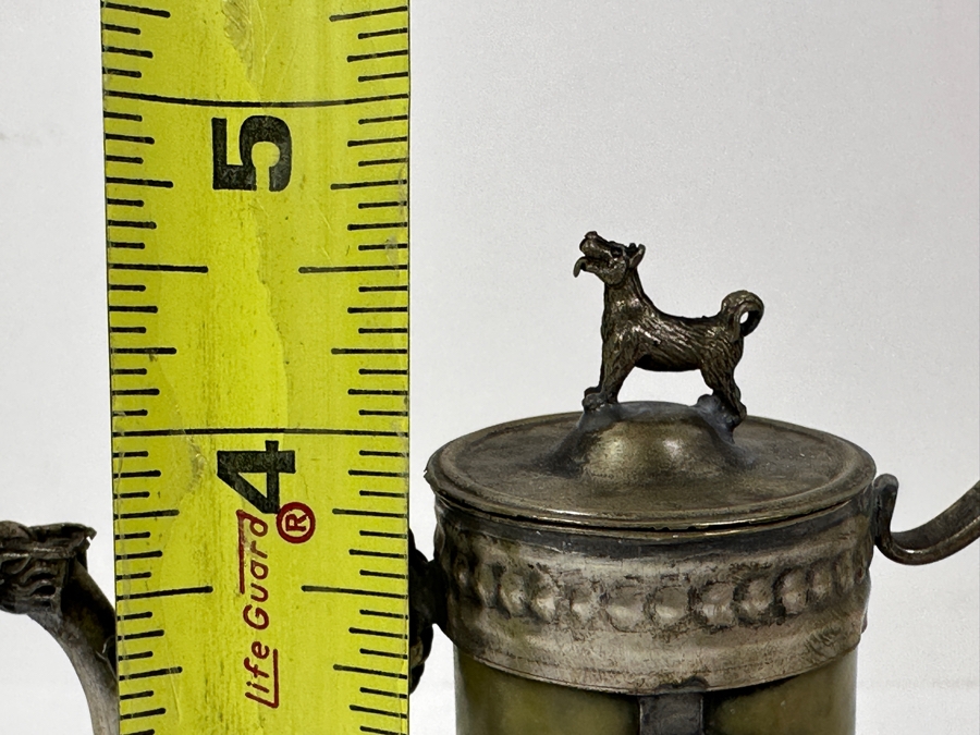 Vintage Stunning Chinese Tibetan Silver Overlay Stone Body Dragon Teapot With Inscription Underneath 4.5H [Photo 25]