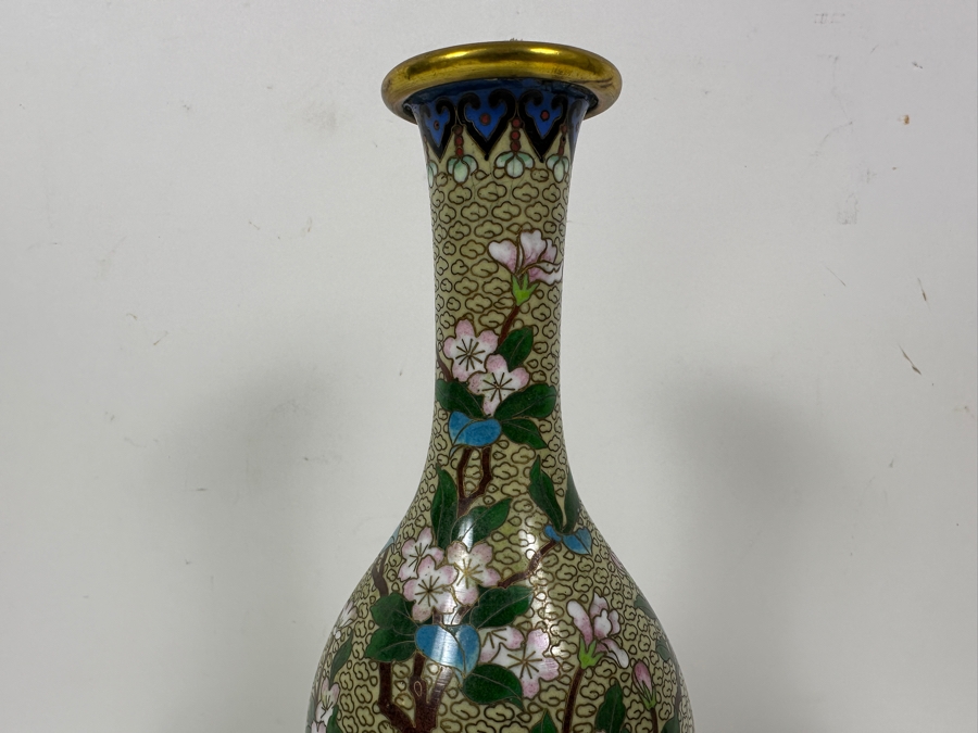 Chinese Cloisonne Vase On Wooden Stand 8H [Photo 4]