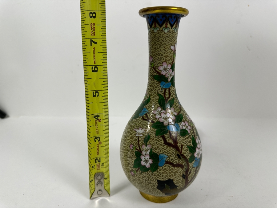 Chinese Cloisonne Vase On Wooden Stand 8H [Photo 9]