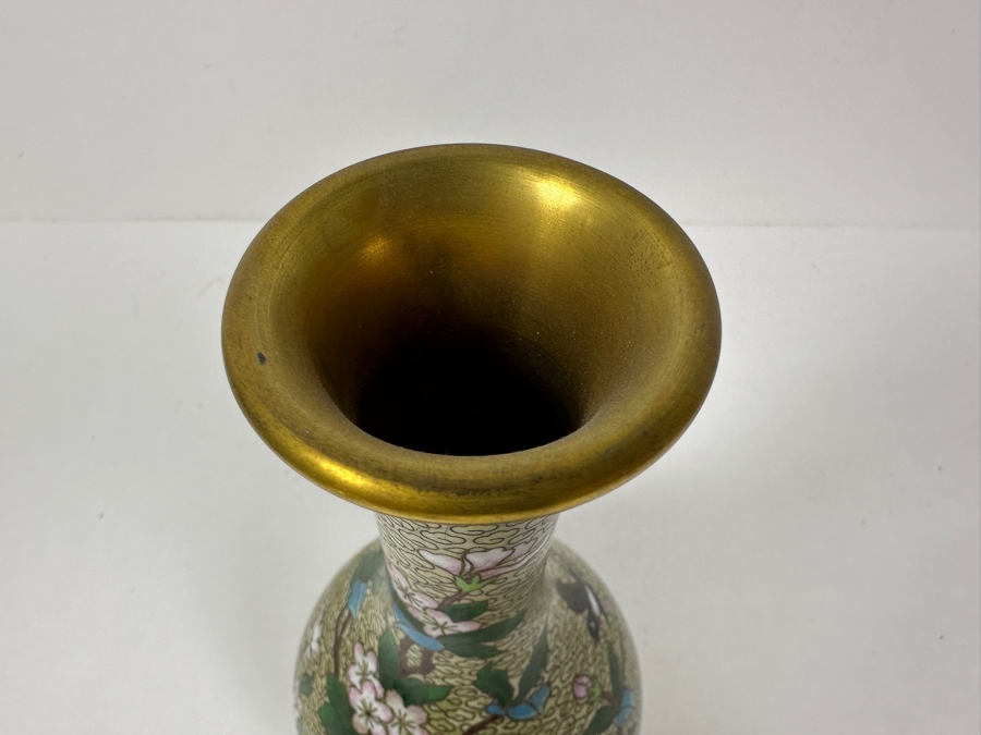 Chinese Cloisonne Vase On Wooden Stand 8H [Photo 5]