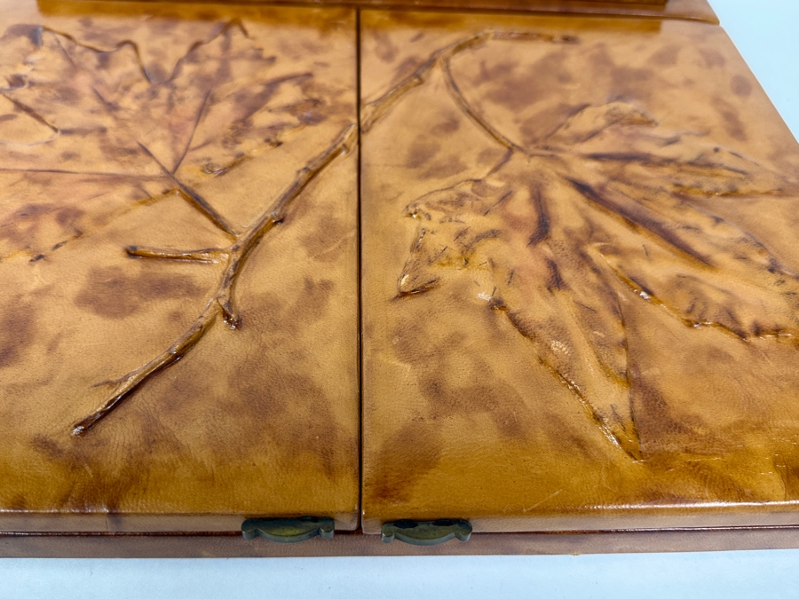 Embossed Leather Portable Lap Desk With Two Folding Doors And One Top Compartment 16W X 15D X 2.5H [Photo 5]