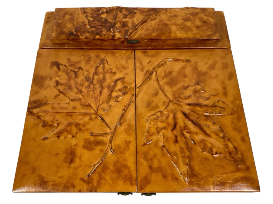 Embossed Leather Portable Lap Desk With Two Folding Doors And One Top Compartment 16W X 15D X 2.5H [Photo 1]