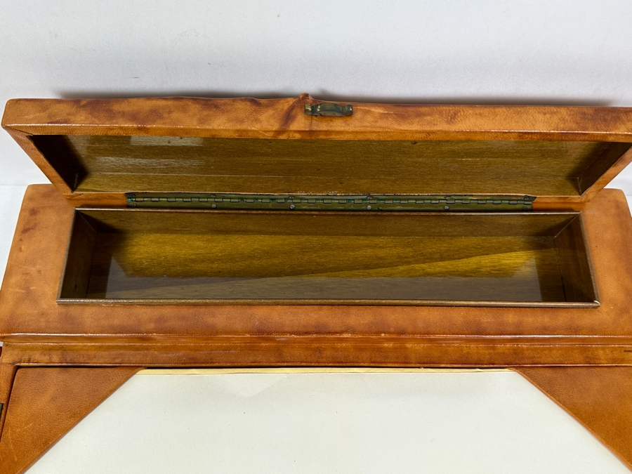 Embossed Leather Portable Lap Desk With Two Folding Doors And One Top Compartment 16W X 15D X 2.5H [Photo 4]