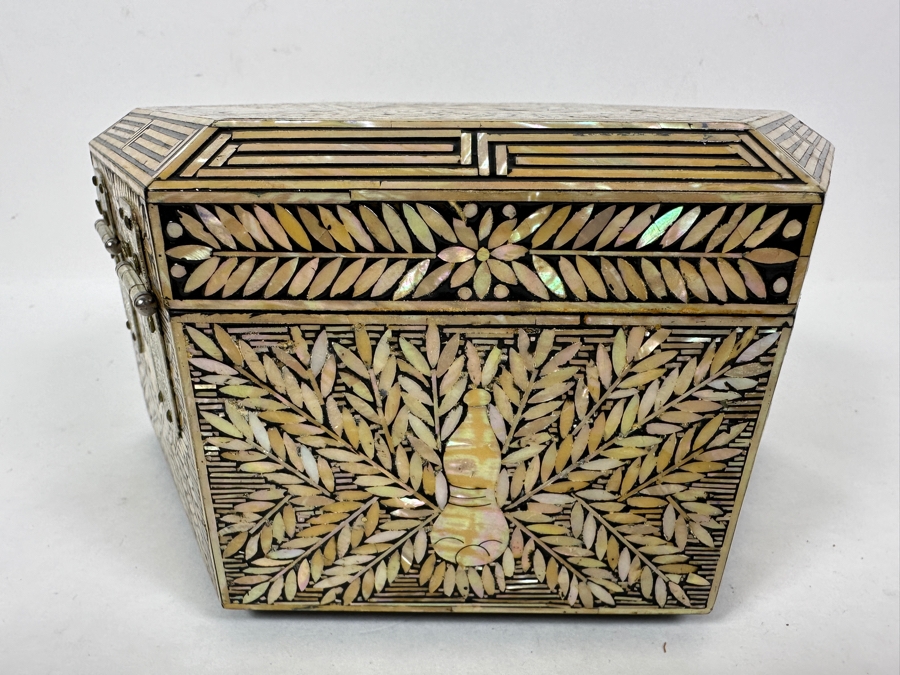 Vintage Stunning Korean Mother Of Pearl Inlay Jewelry Box 8.5W X 4H [Photo 7]