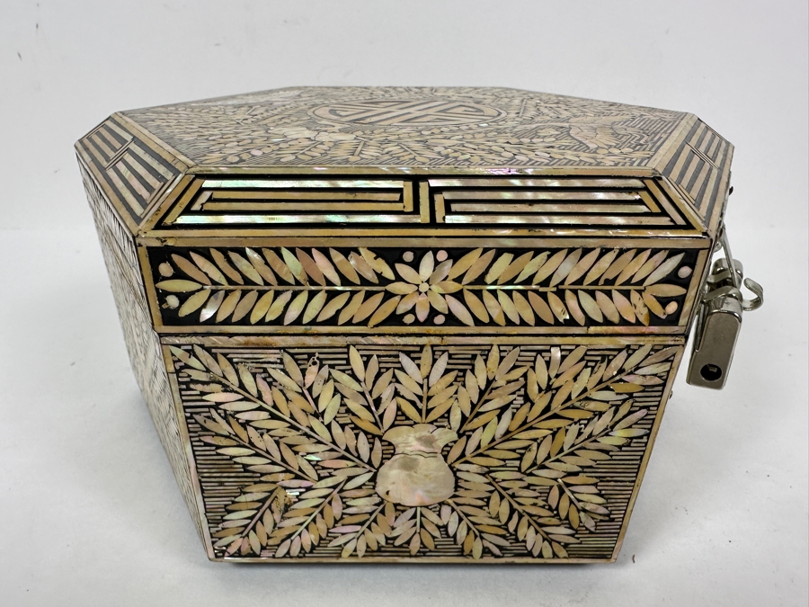 Vintage Stunning Korean Mother Of Pearl Inlay Jewelry Box 8.5W X 4H [Photo 6]