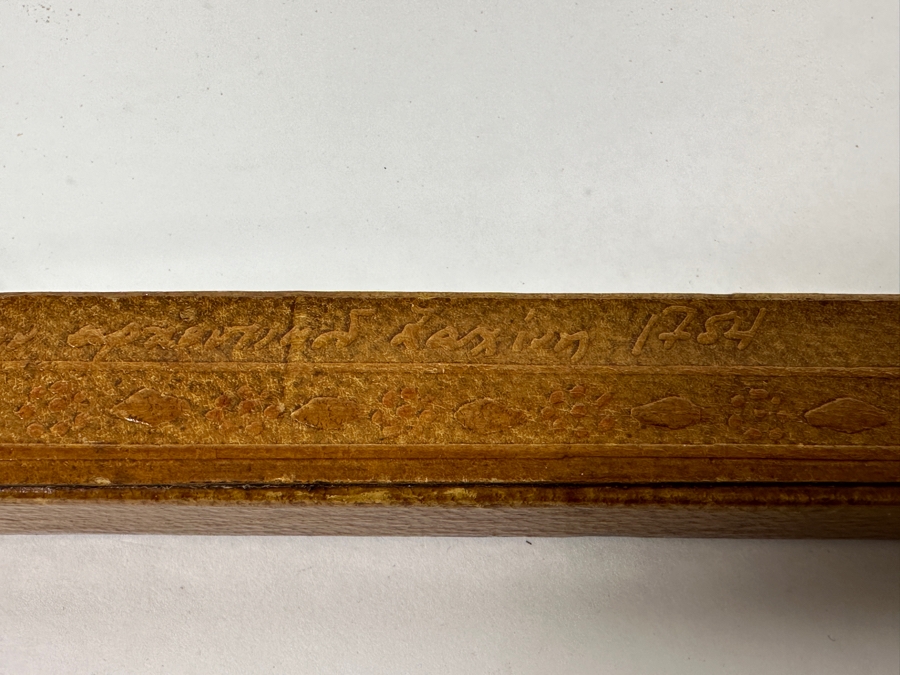 Artist Signed Tooled Leather Wall Mirror Hand Made In Greece 10.5W X 15.5H [Photo 5]