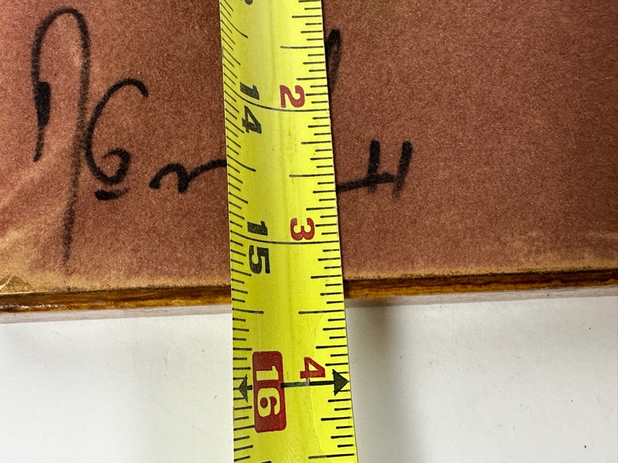 Artist Signed Tooled Leather Wall Mirror Hand Made In Greece 10.5W X 15.5H [Photo 9]