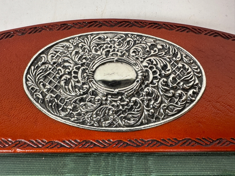 Altana Sterling Silver / Tooled Leather Picture Frame 9.5 X 13.5 [Photo 2]