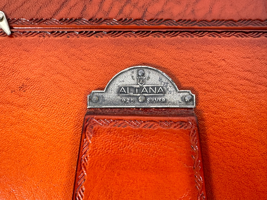 Altana Sterling Silver / Tooled Leather Picture Frame 9.5 X 13.5 [Photo 5]