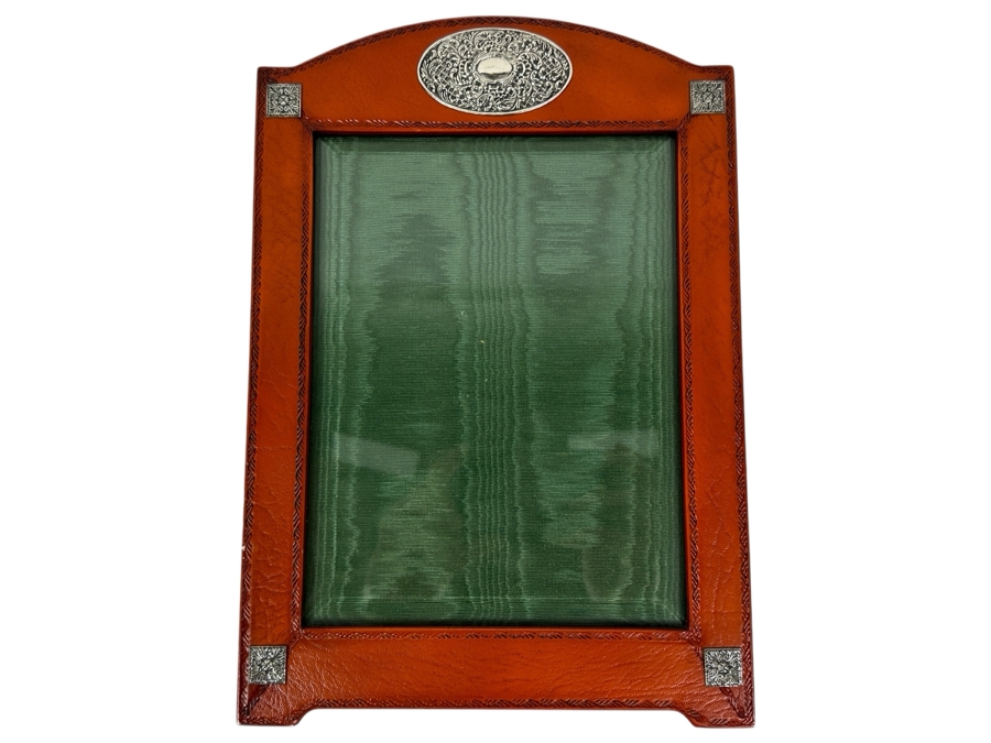 Altana Sterling Silver / Tooled Leather Picture Frame 9.5 X 13.5 [Photo 1]