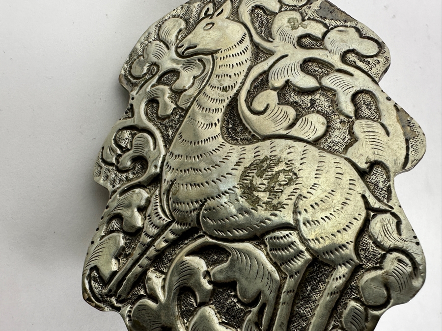 Large Vintage Tibetan Silver Carved Quan Yin Buddha Pendant 3W X 5L X 1.75D 111.4g [Photo 9]