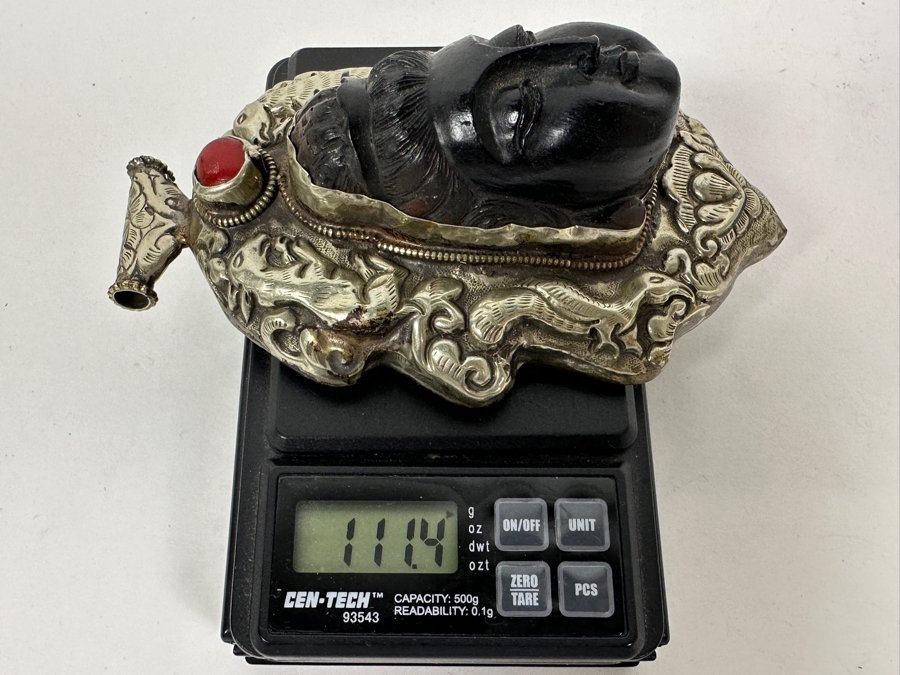 Large Vintage Tibetan Silver Carved Quan Yin Buddha Pendant 3W X 5L X 1.75D 111.4g [Photo 14]