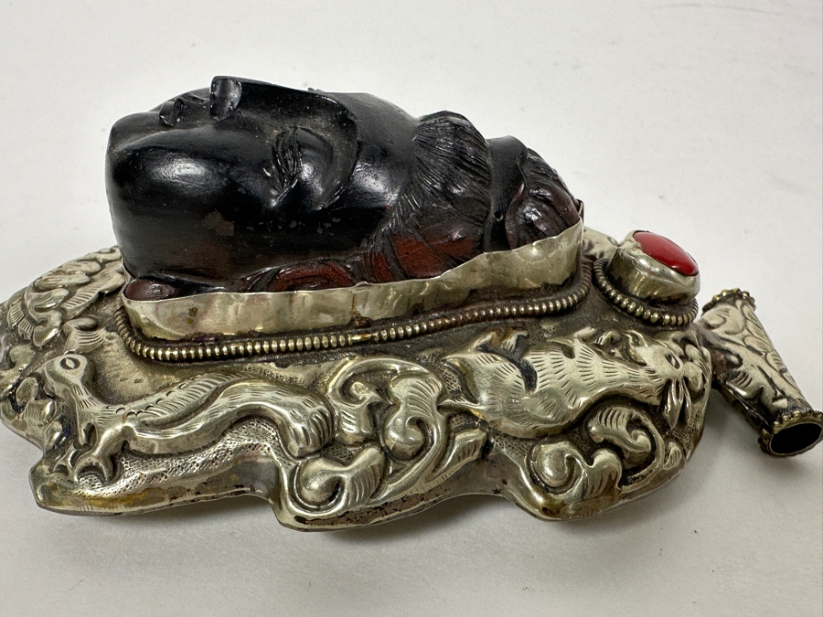 Large Vintage Tibetan Silver Carved Quan Yin Buddha Pendant 3W X 5L X 1.75D 111.4g [Photo 6]