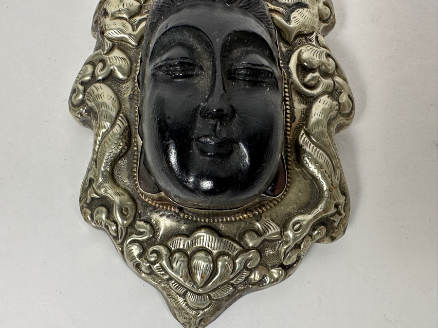 Large Vintage Tibetan Silver Carved Quan Yin Buddha Pendant 3W X 5L X 1.75D 111.4g [Photo 5]