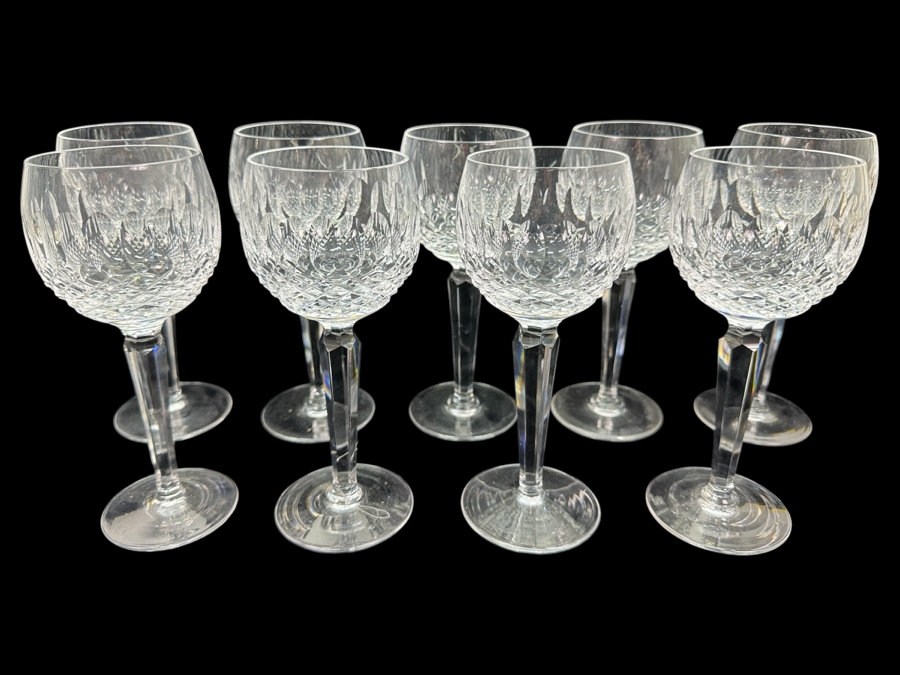 Set of (9) Waterford Colleen Hock Wine Glasses 7.5'H Replacements Value $891