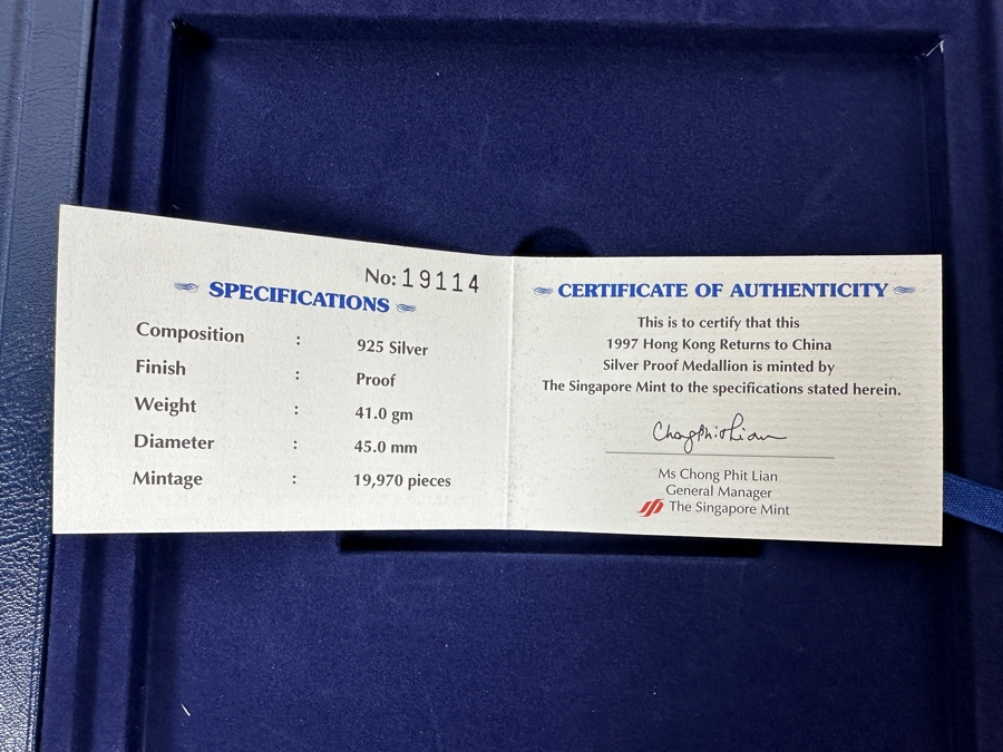 1997 Hong Kong Returns To China Proof Commemorative Sterling Silver Medallion (41g Limited To 19,970 Pieces) And Uncirculated Coin Set [Photo 10]