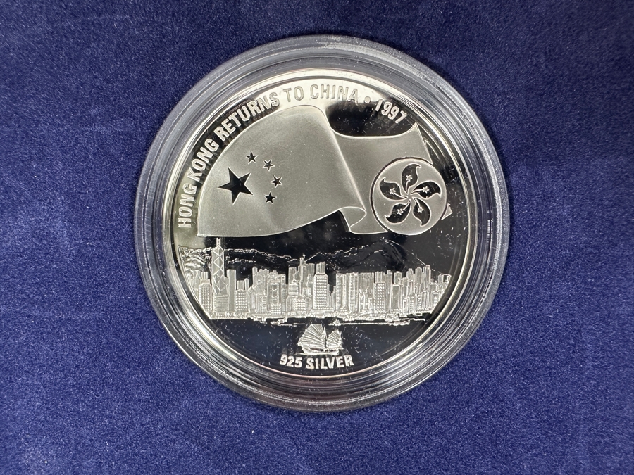 1997 Hong Kong Returns To China Proof Commemorative Sterling Silver Medallion (41g Limited To 19,970 Pieces) And Uncirculated Coin Set [Photo 4]