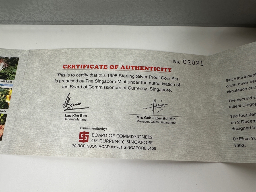 1995 Sterling Silver Proof Coin Set Produced By The Singapore Mint Limited Edition Set [Photo 13]