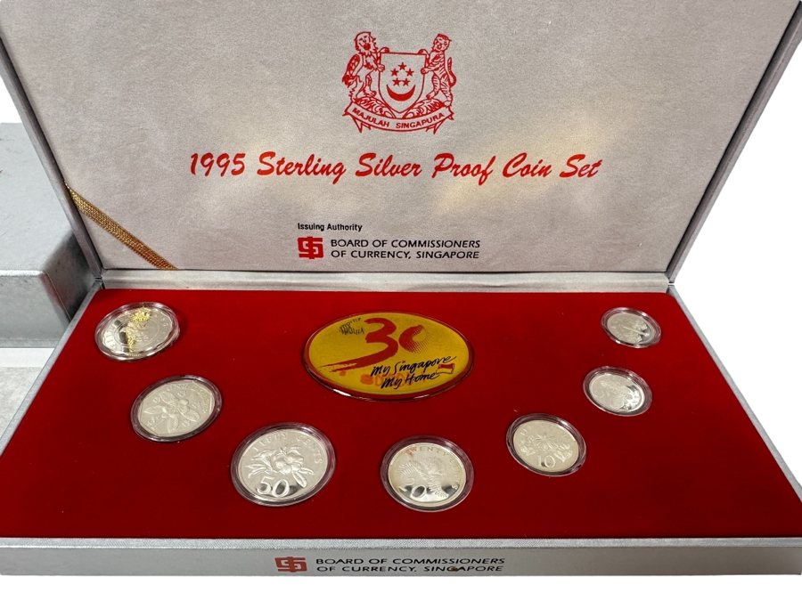 1995 Sterling Silver Proof Coin Set Produced By The Singapore Mint Limited Edition Set [Photo 3]