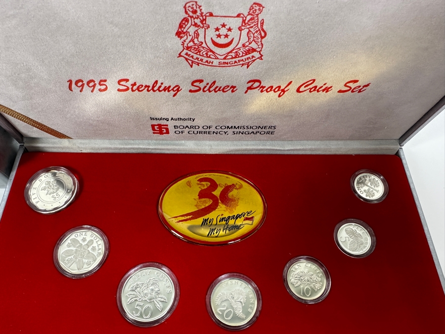 1995 Sterling Silver Proof Coin Set Produced By The Singapore Mint Limited Edition Set [Photo 5]