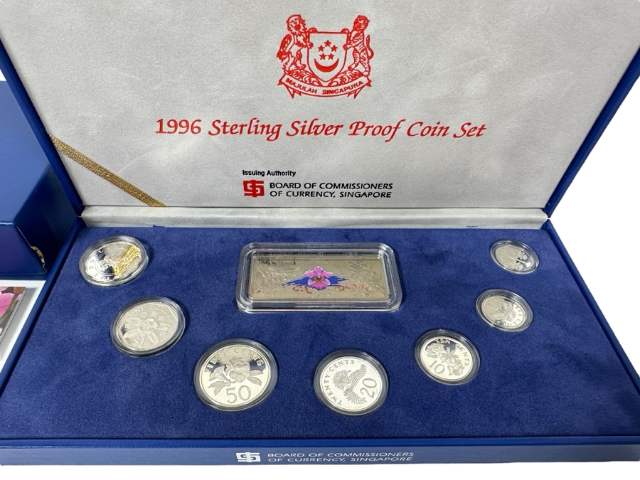 1996 Sterling Silver Proof Coin Set With Silver Ingot Produced By The Singapore Mint Limited Edition Set [Photo 1]