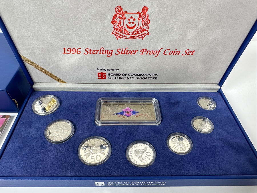 1996 Sterling Silver Proof Coin Set With Silver Ingot Produced By The Singapore Mint Limited Edition Set [Photo 4]