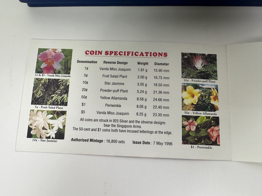 1996 Sterling Silver Proof Coin Set With Silver Ingot Produced By The Singapore Mint Limited Edition Set [Photo 2]